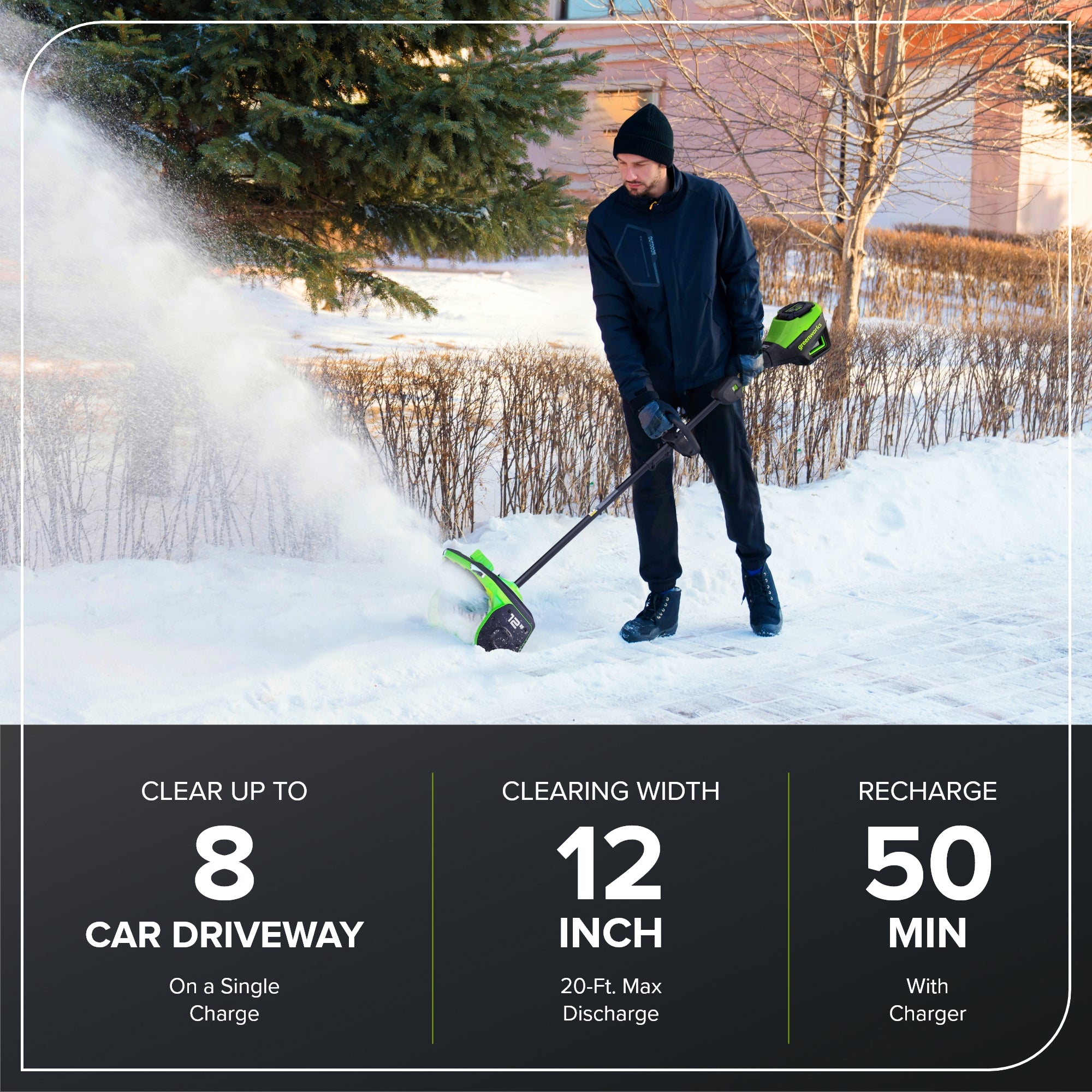 80V 12" Cordless Battery LED Snow Shovel, Directional Vanes (Tool Only)