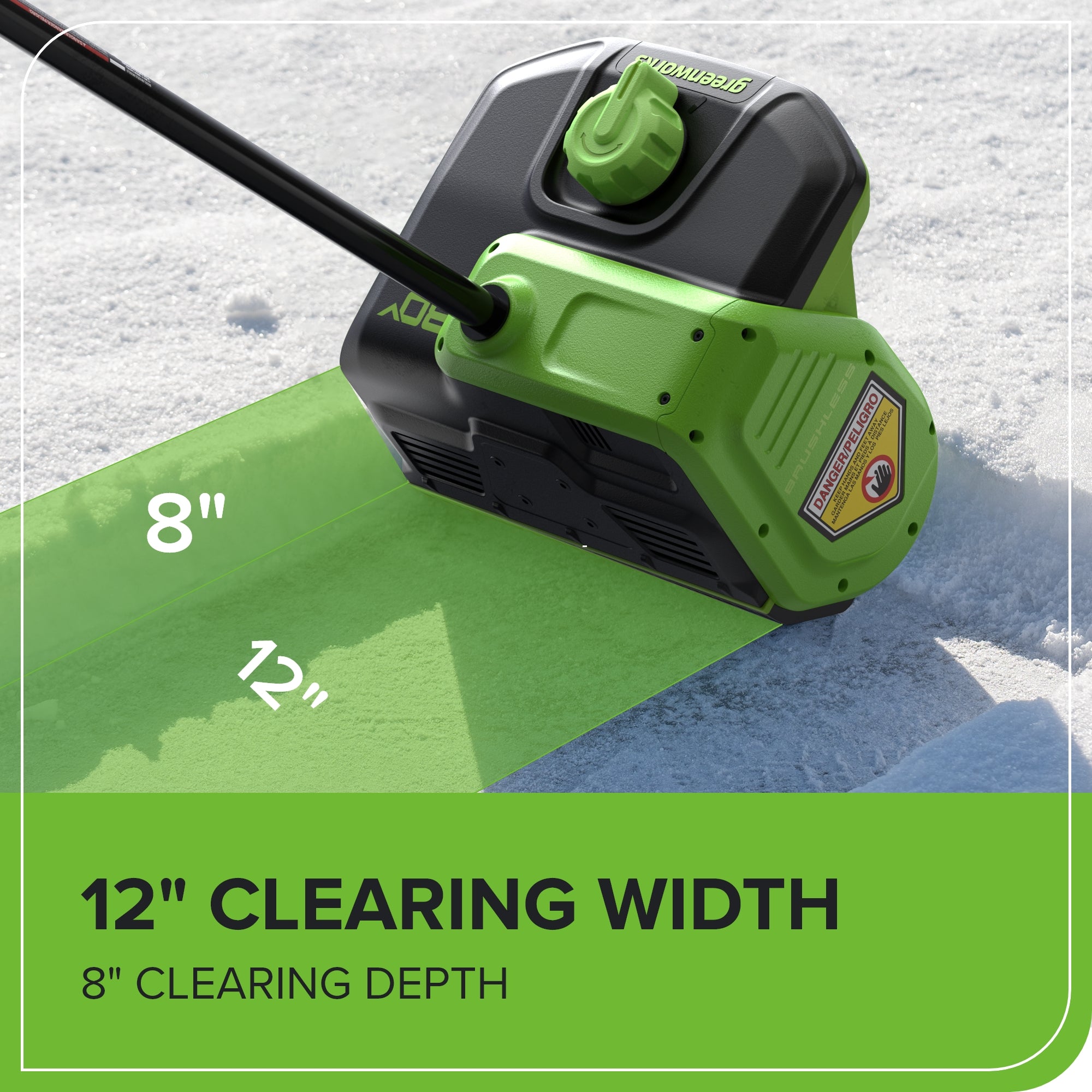 80V 12" Cordless Battery LED Snow Shovel, Directional Vanes (Tool Only)