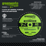 Pro 40-Tooth 7-1/4" General Purpose Circular Saw Blade with Construction-Grade Carbide Teeth