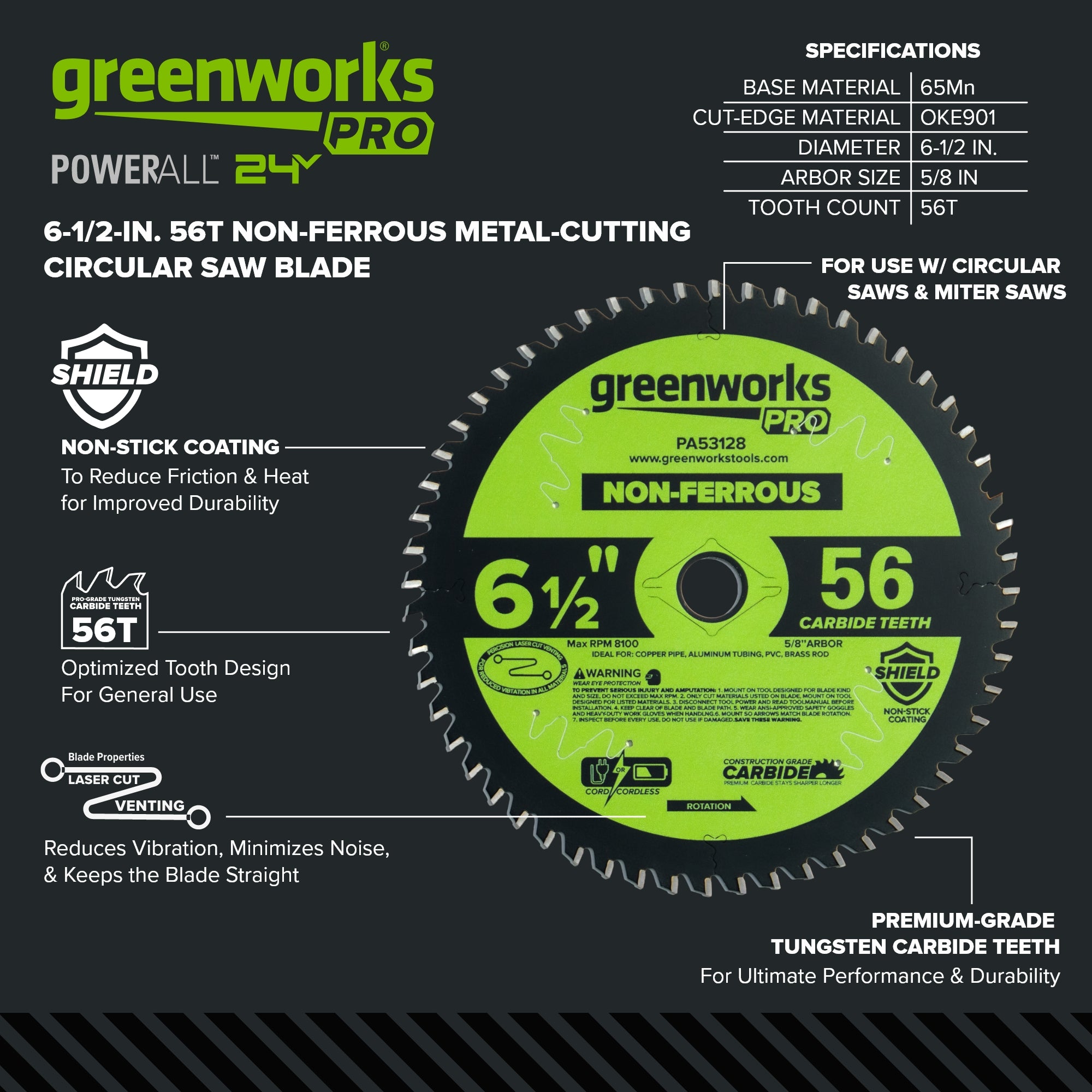 Pro 56-Tooth 6-1/2" Demolition Circular Saw Blade with Construction-Grade Carbide Teeth