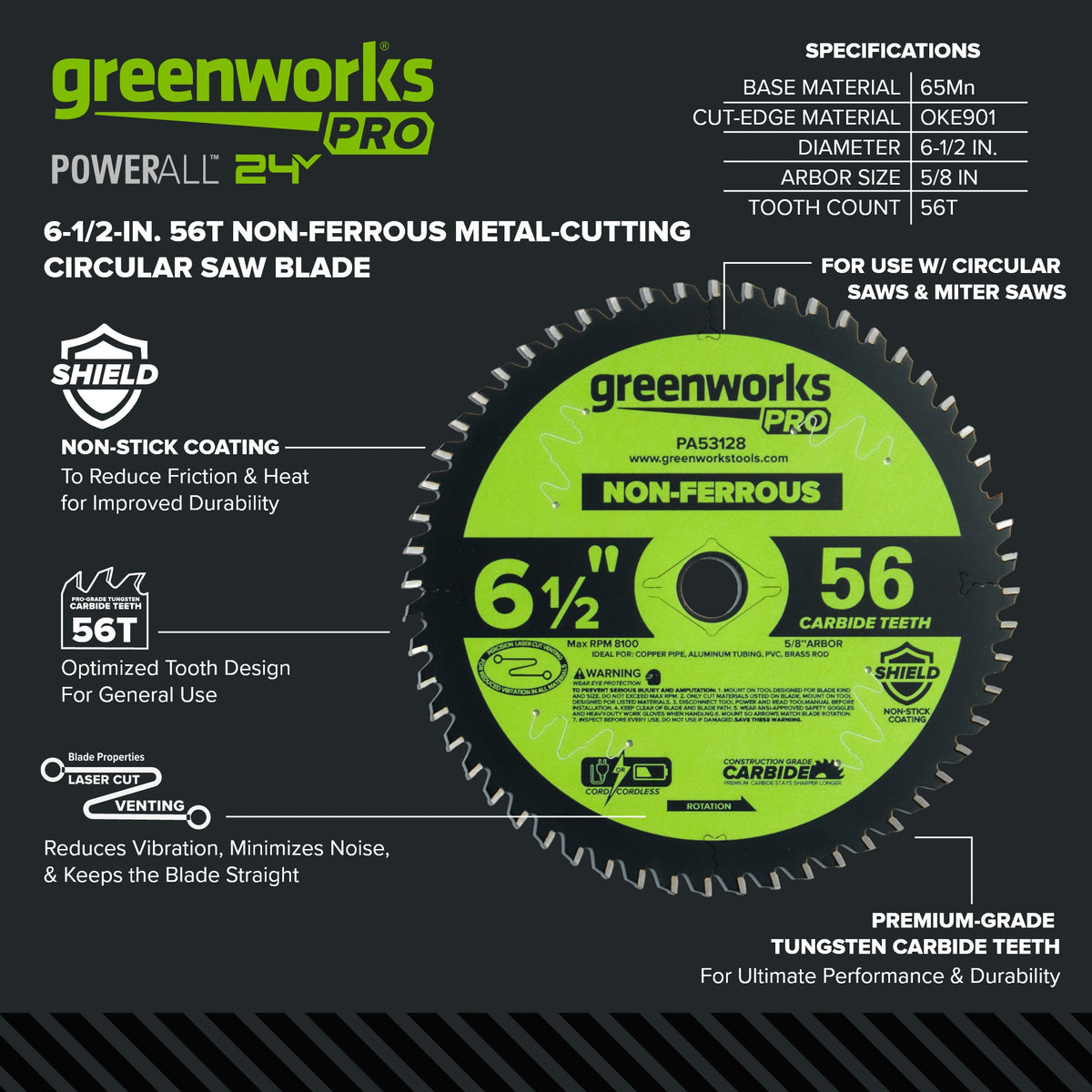 Pro 56-Tooth 6-1/2" Demolition Circular Saw Blade with Construction-Grade Carbide Teeth