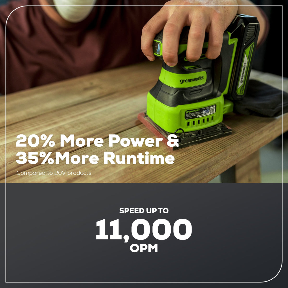 24V Cordless Battery Quarter Sheet Sander: 2.0 Ah Battery and Charger