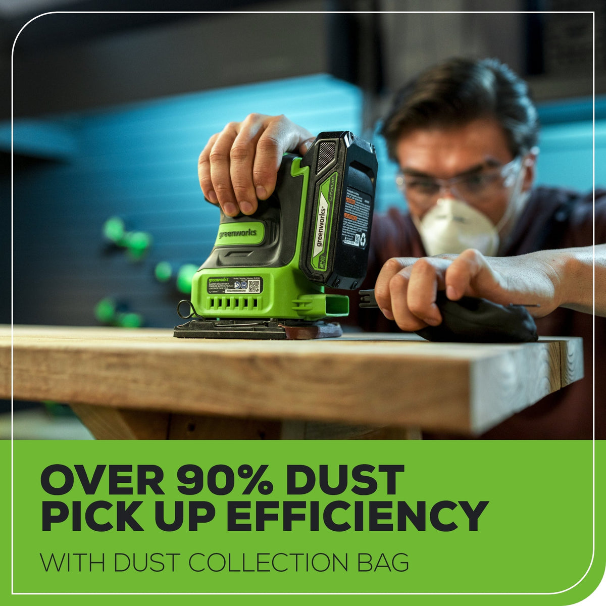 24V Cordless Battery Quarter Sheet Sander: 2.0 Ah Battery and Charger
