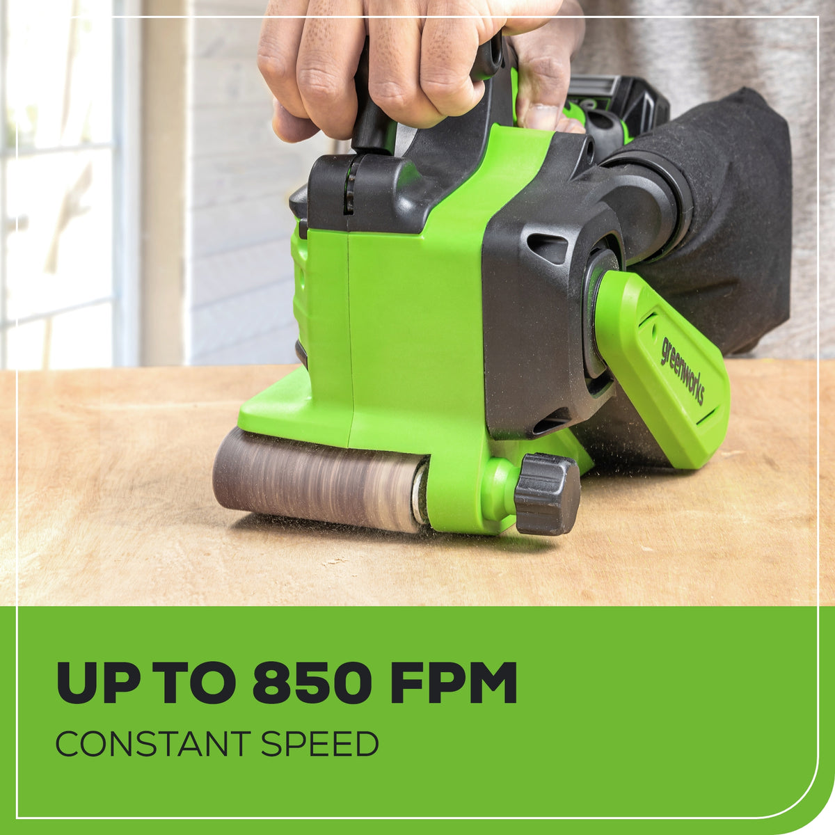 24V 3in x 18in Brushless Cordless Belt Sander and Dust Bag: 4.0 Ah Battery and Charger