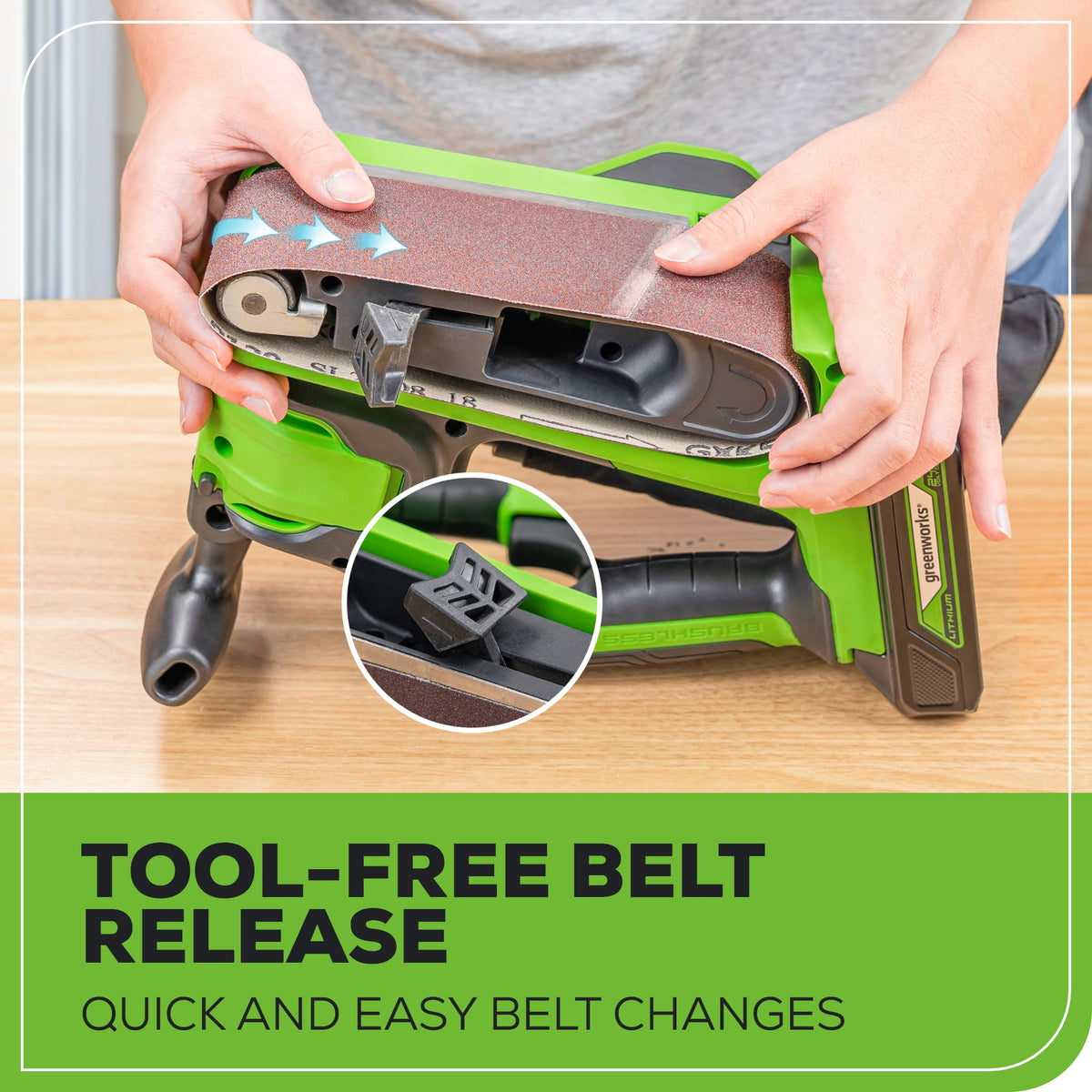 24V 3in x 18in Brushless Cordless Belt Sander and Dust Bag: 4.0 Ah Battery and Charger