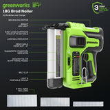 24V 18GA Brad Nailer: 2.0 Ah Battery and Charger