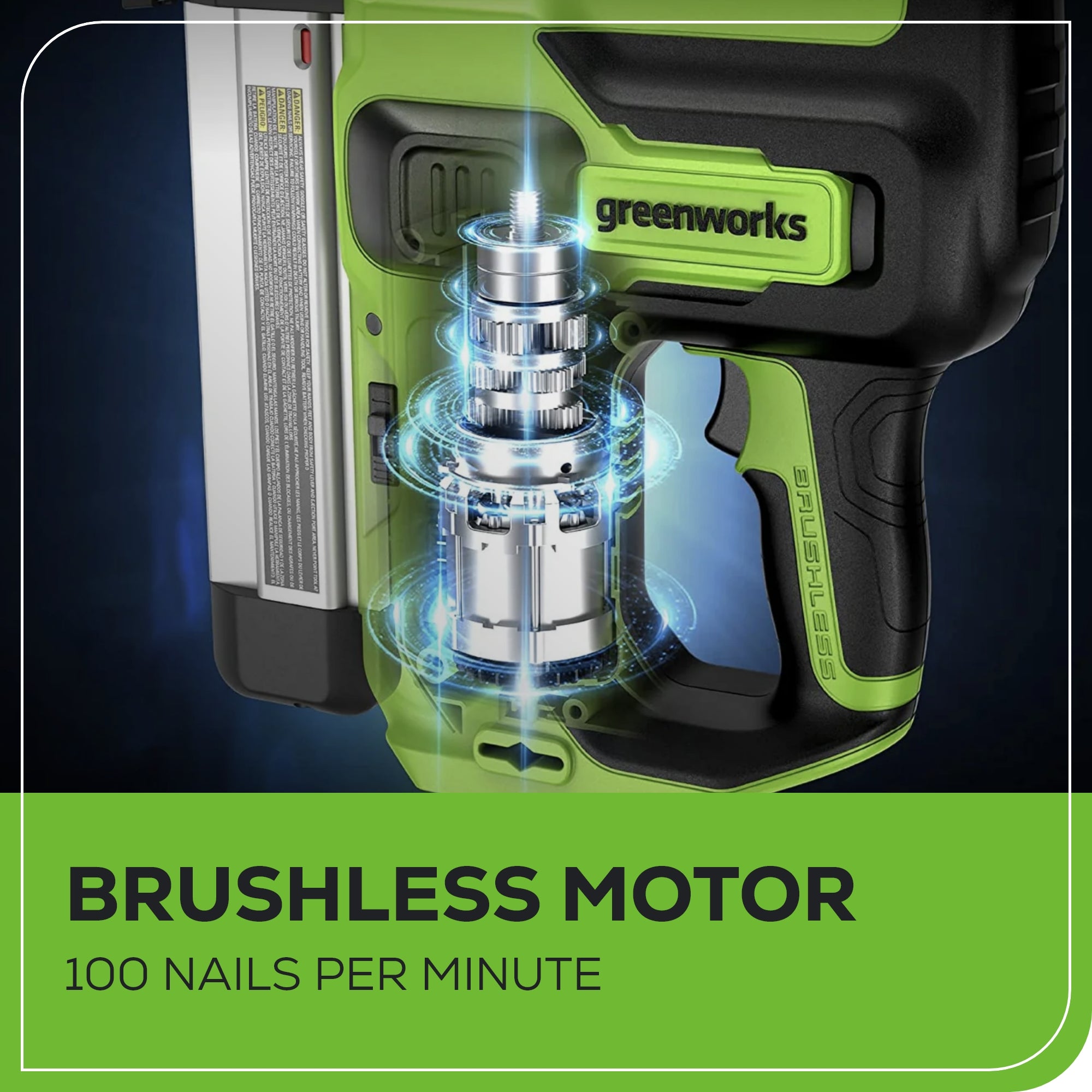 24V 18GA Brad Nailer: 2.0 Ah Battery and Charger
