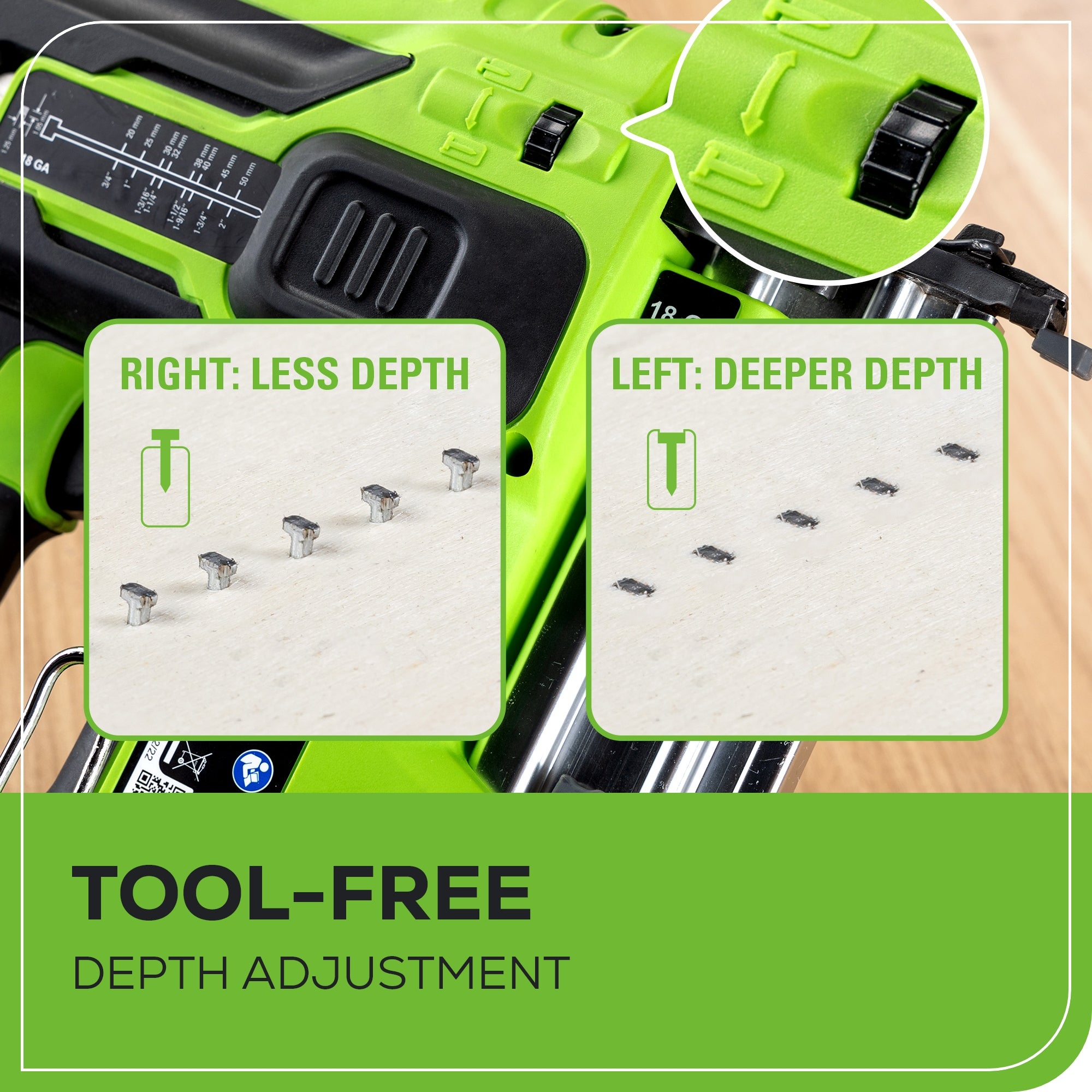 24V 18GA Brad Nailer: 2.0 Ah Battery and Charger