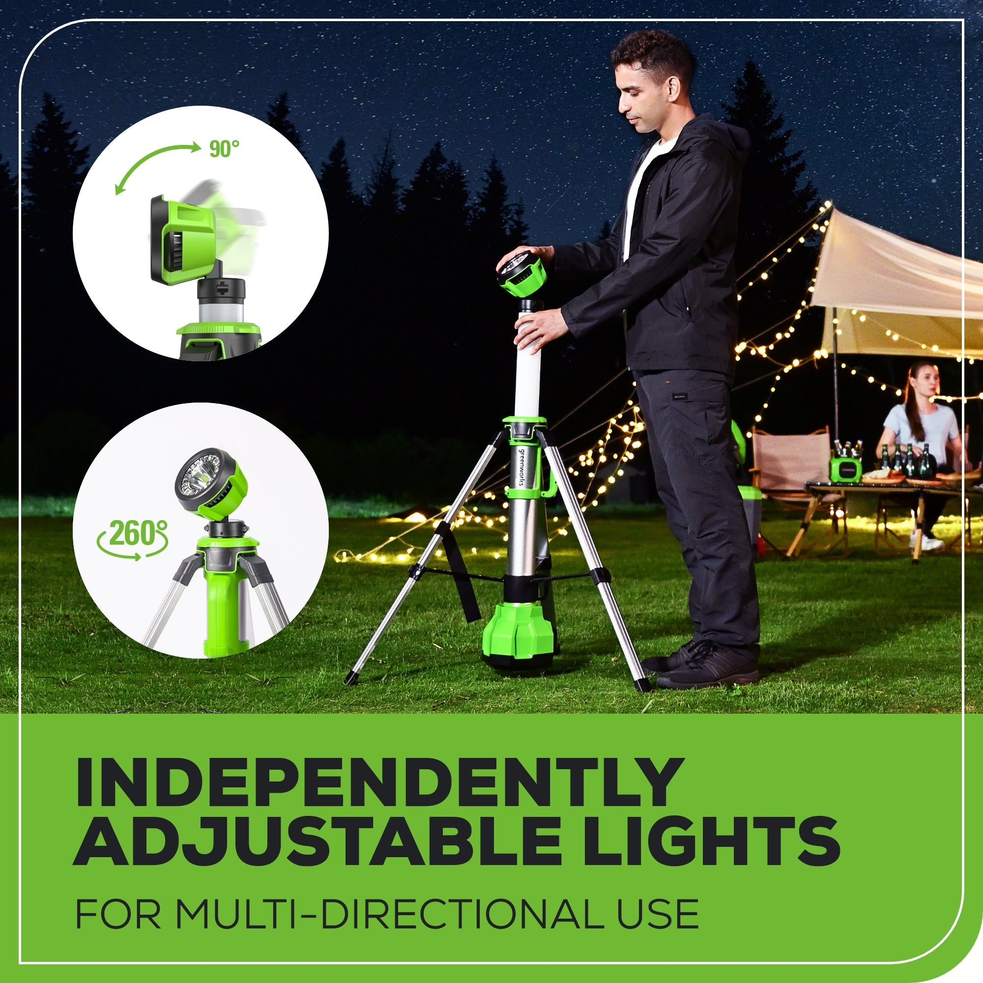 24V Cordless Battery 2-in-1 Standing Light Kit: 2.0 Ah Battery and Charger