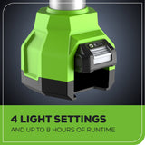 24V Cordless Battery 2-in-1 Standing Light Kit: 2.0 Ah Battery and Charger