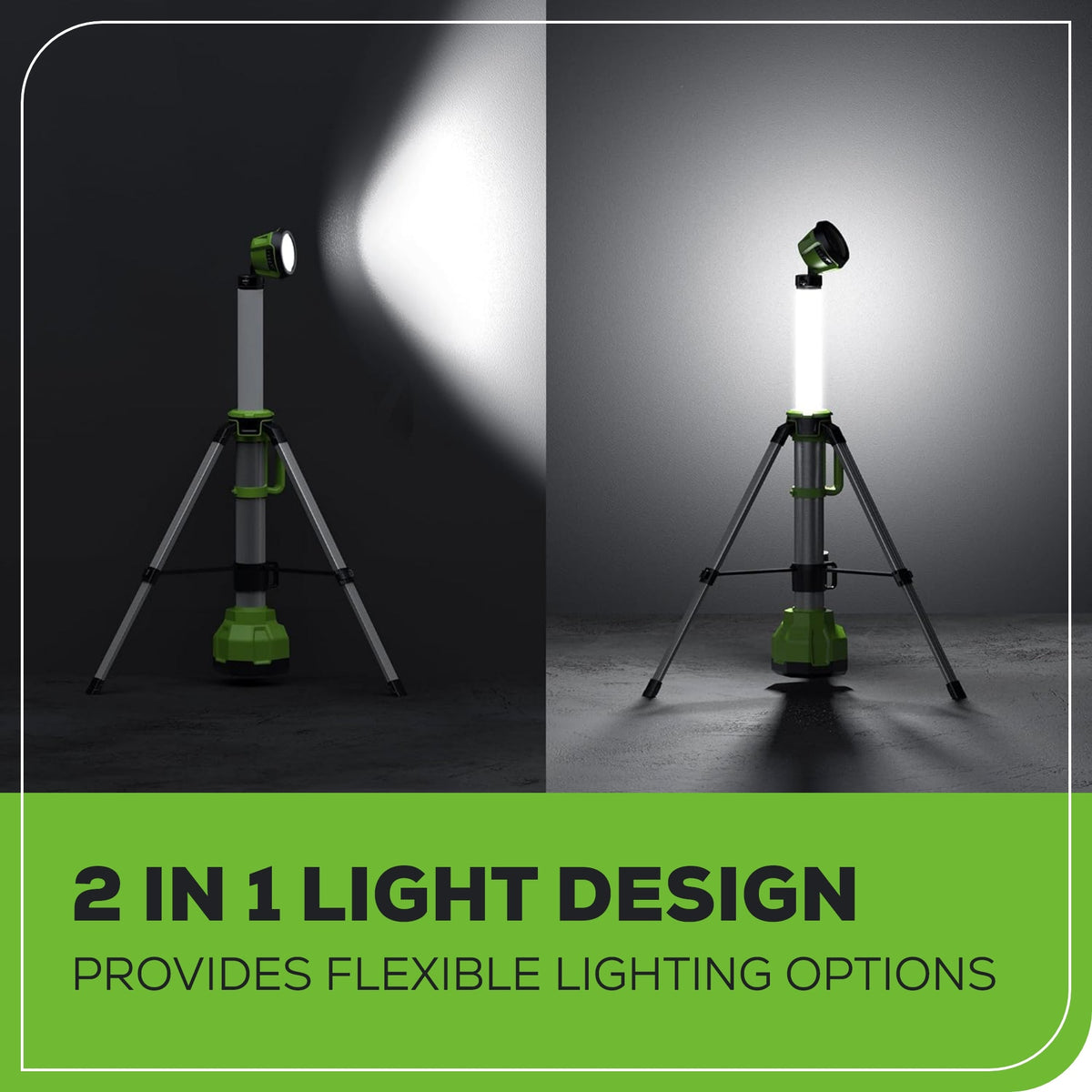 24V Cordless Battery 2-in-1 Standing Light Kit: 2.0 Ah Battery and Charger