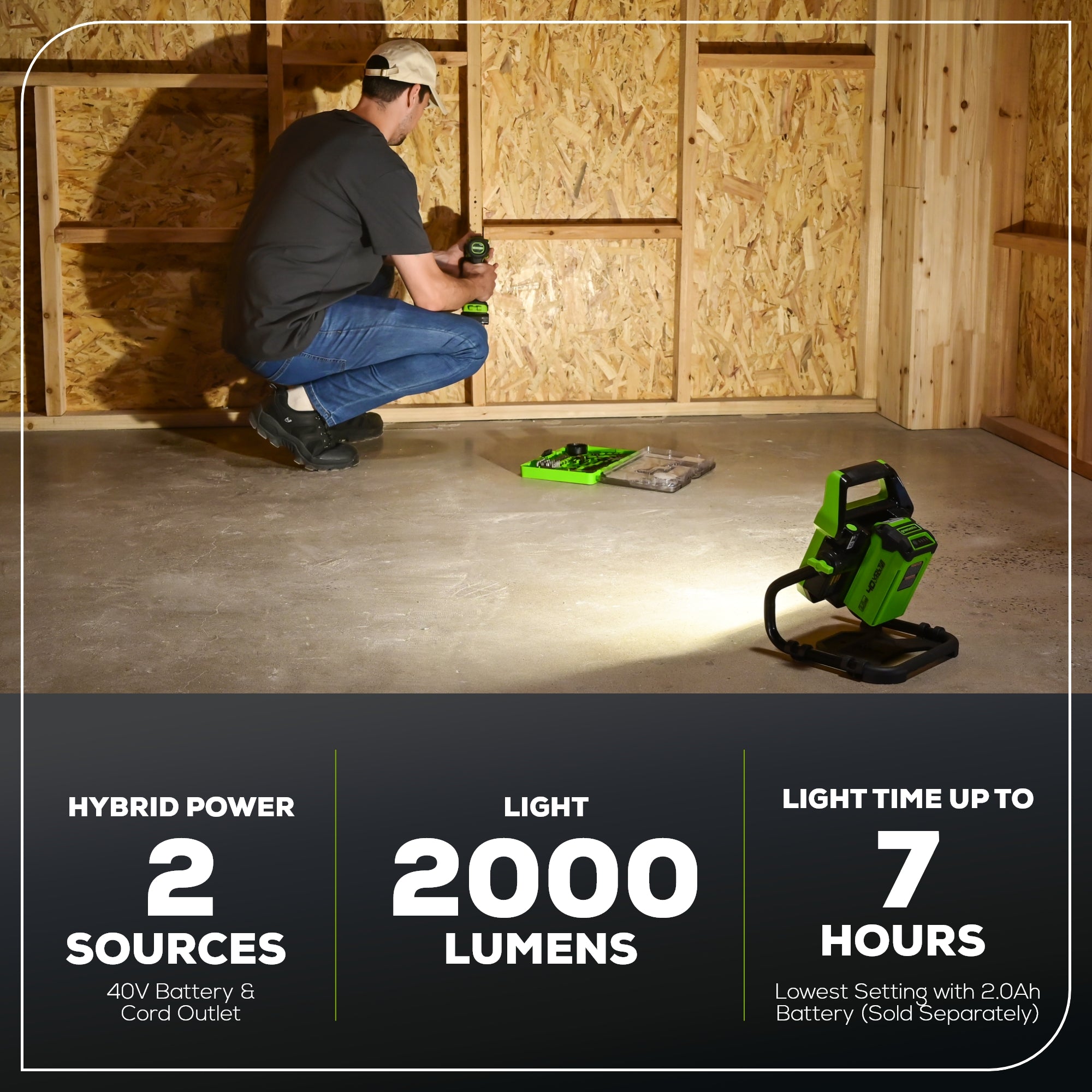 40V AC/DC 2000 Lumen LED Work Light (Tool Only)