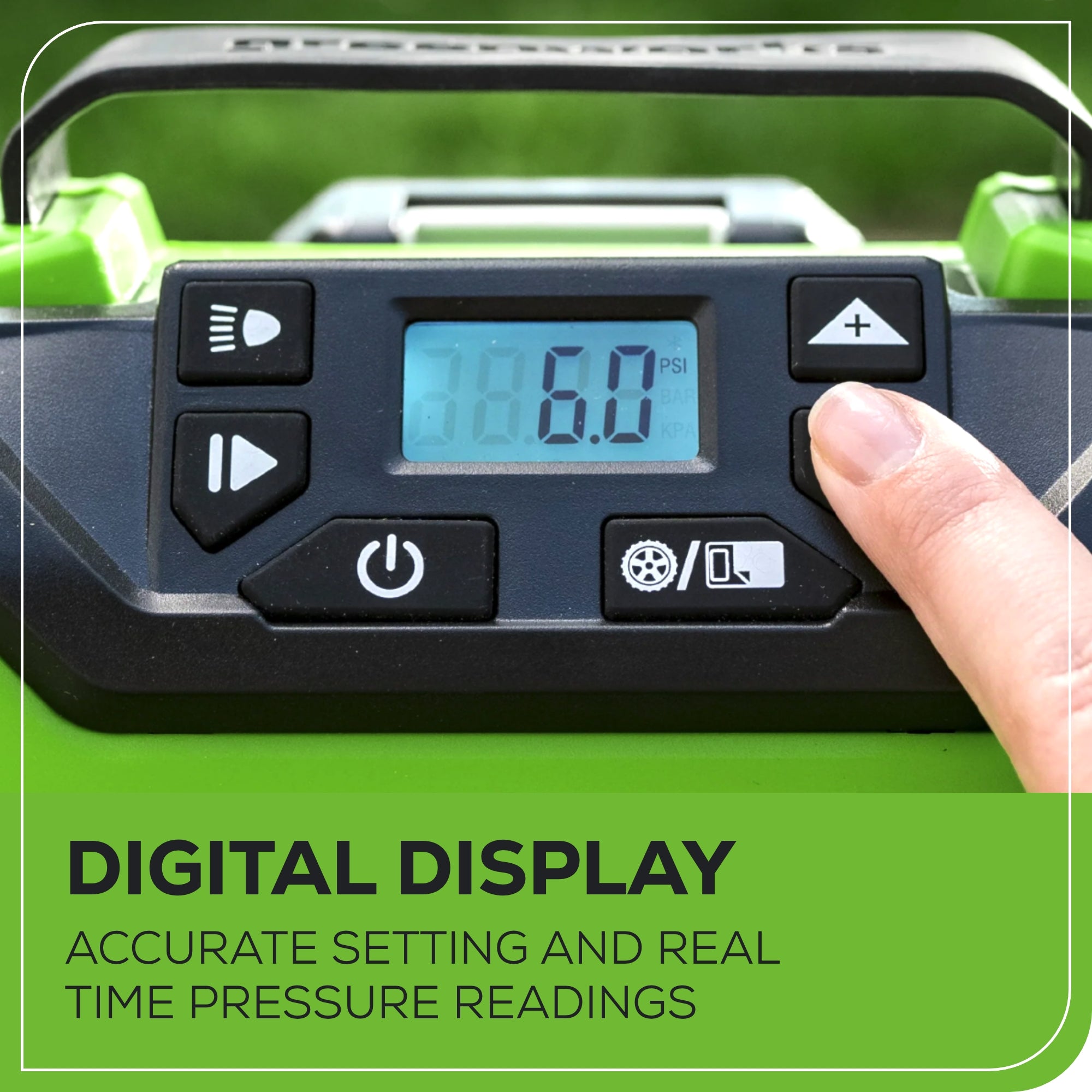24V Cordless Battery Inflator, (1) 2Ah USB Battery and Charger