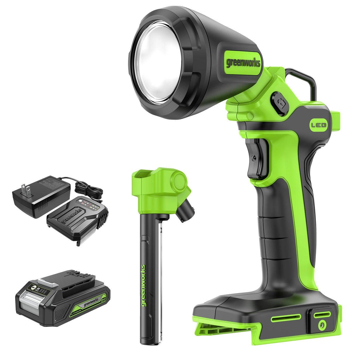 24V Cordless Battery 2-in-1 Work Light: 2.0 Ah Battery and Charger