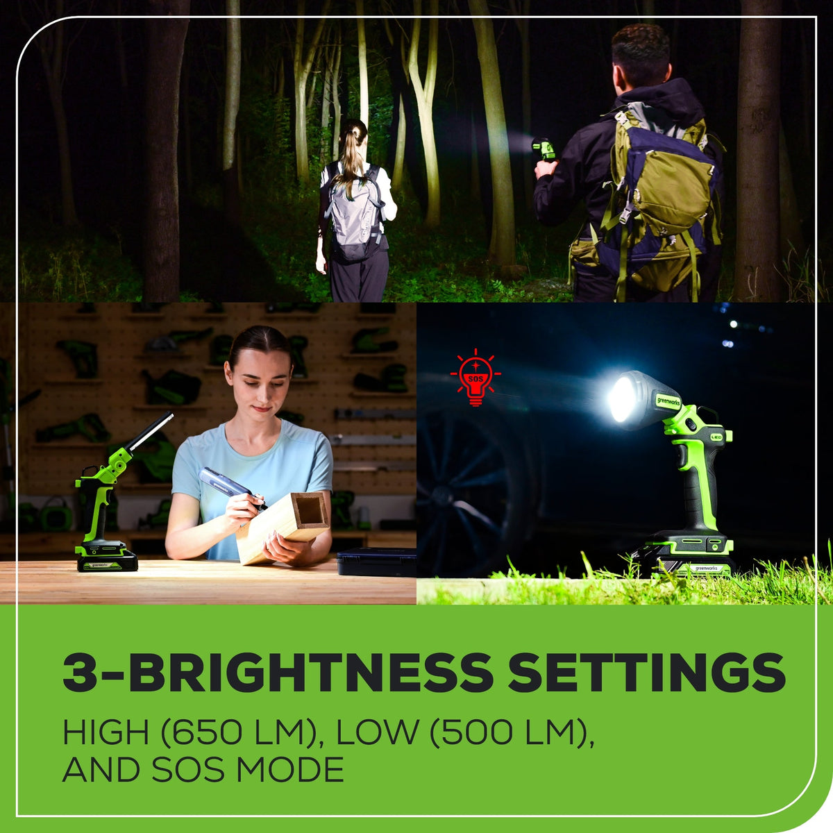 24V Cordless Battery 2-in-1 Work Light: 2.0 Ah Battery and Charger