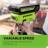 24V Cordless Battery Compact Router: 2.0 Ah Battery and Charger