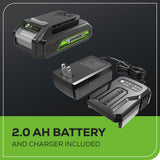 24V Cordless Battery Standing Light Kit: 2.0 Ah Battery and Charger