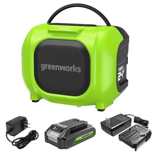 24V Cordless Battery Mini Bluetooth Speaker: 2.0 Ah Battery and Charger