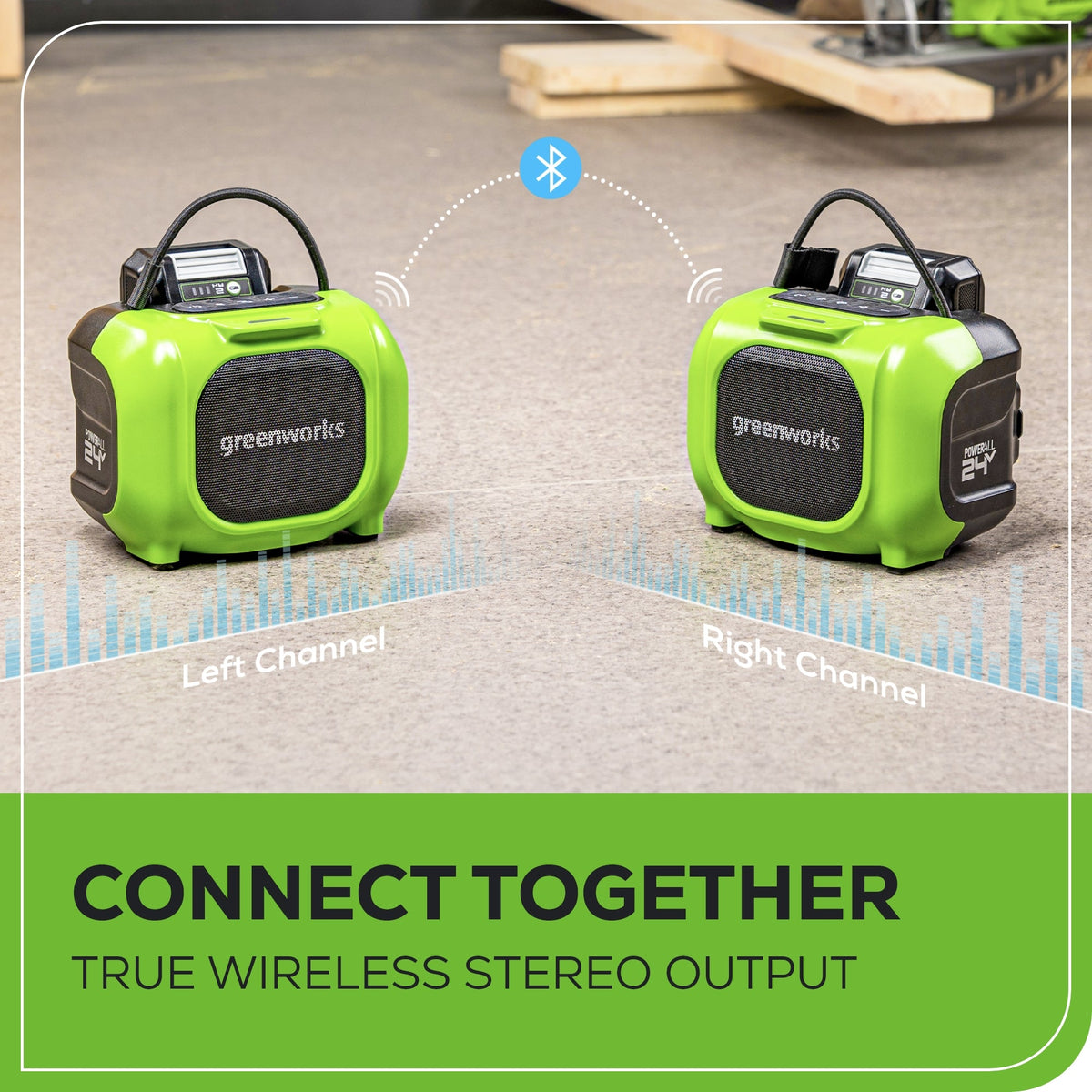24V Cordless Battery Mini Bluetooth Speaker: 2.0 Ah Battery and Charger
