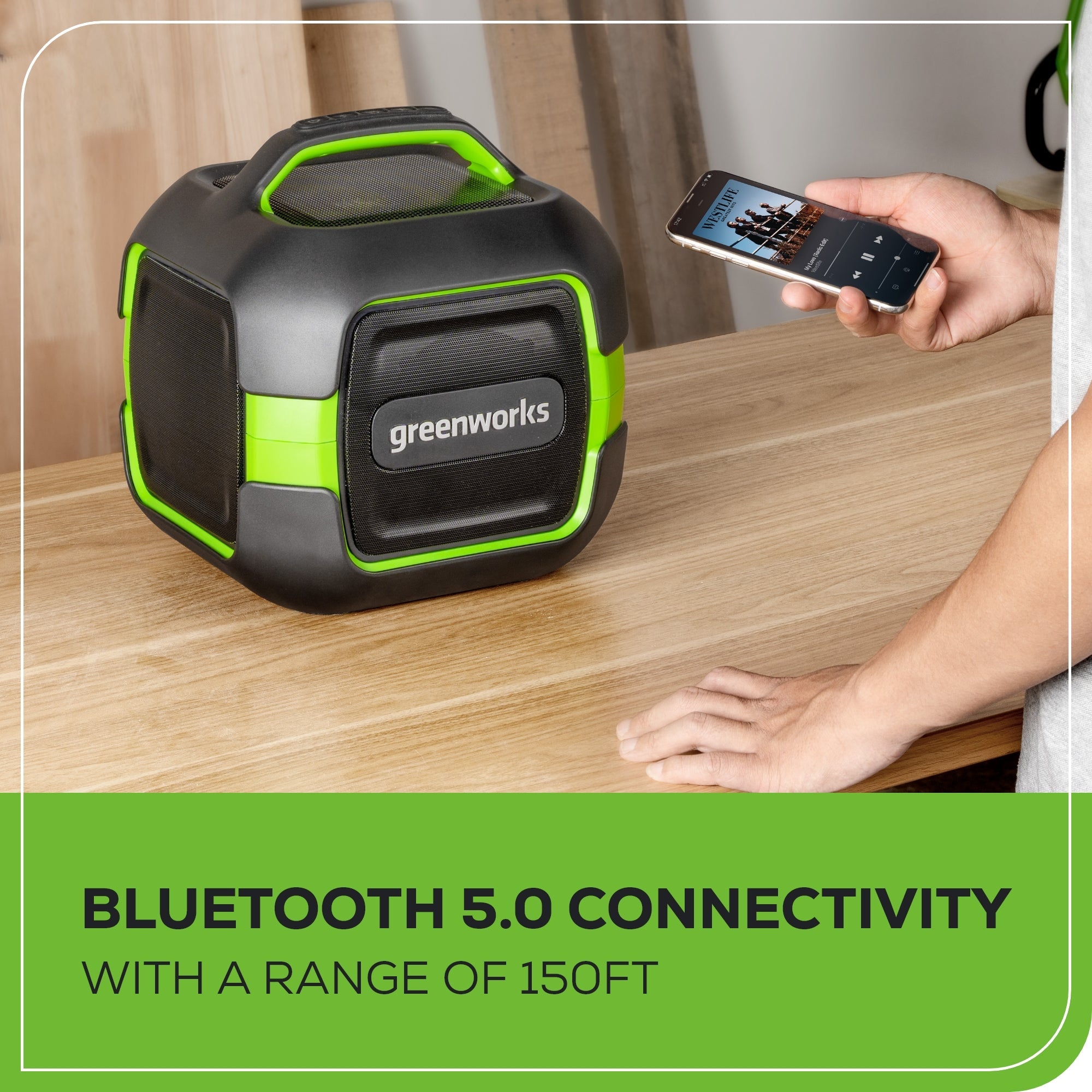 24V Cordless Battery Bluetooth Speaker: 2.0 Ah Battery and Charger