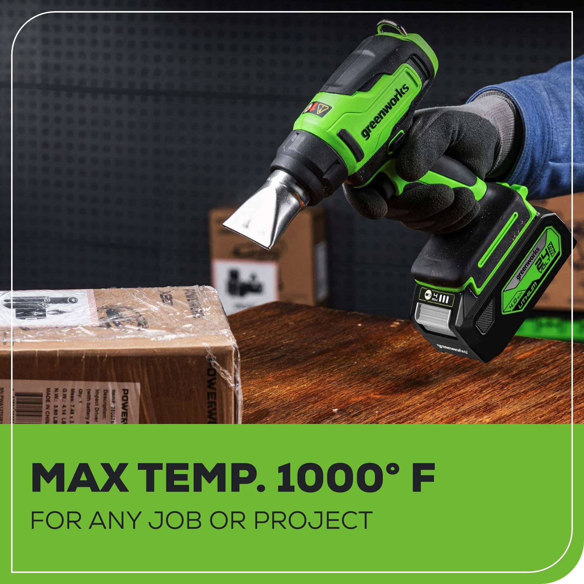 24V Cordless Battery Heat Gun: 4.0 Ah Battery and Charger
