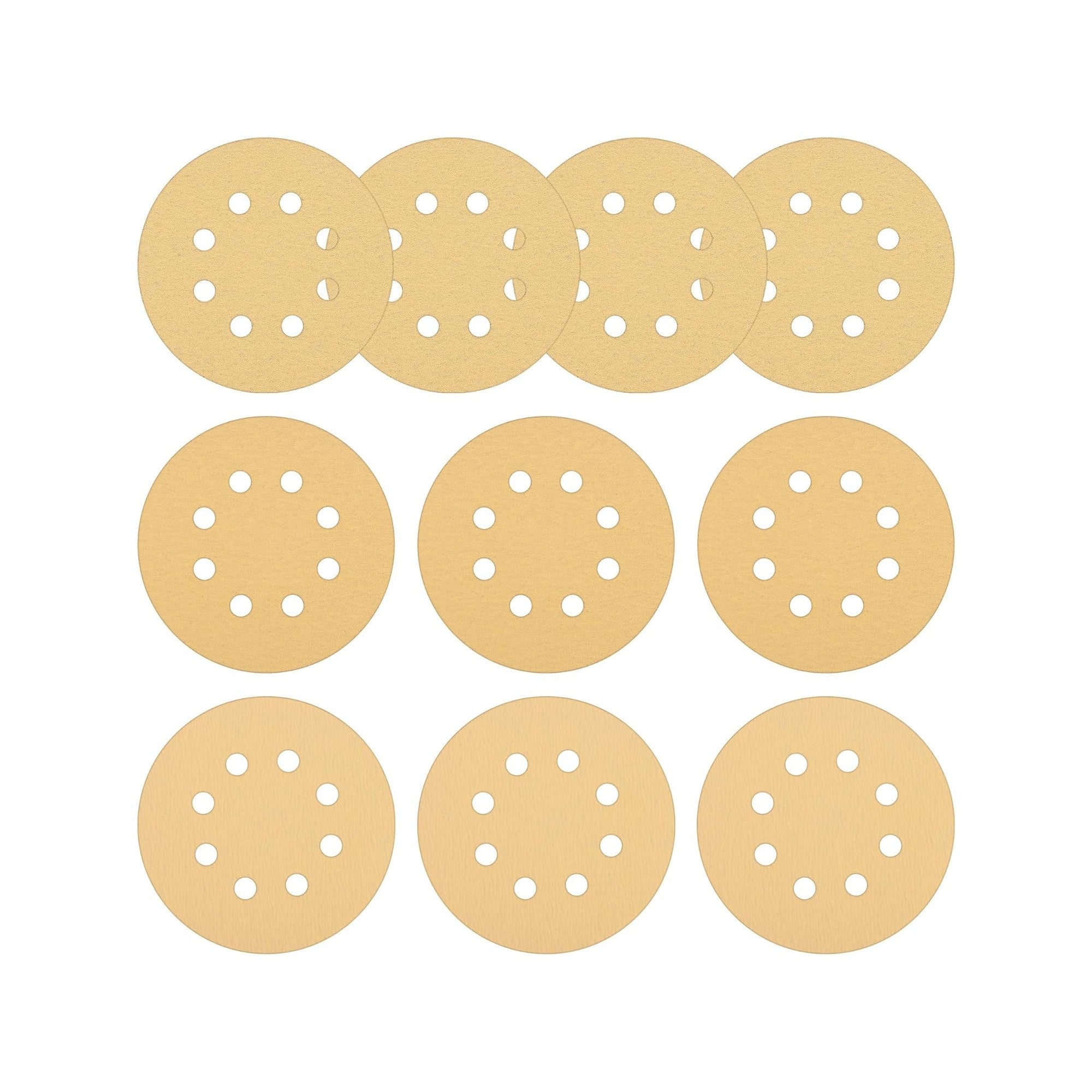 10PC 5" 8-Hole Hook and Loop Sanding Discs Pad Kit Random Orbit Sandpaper