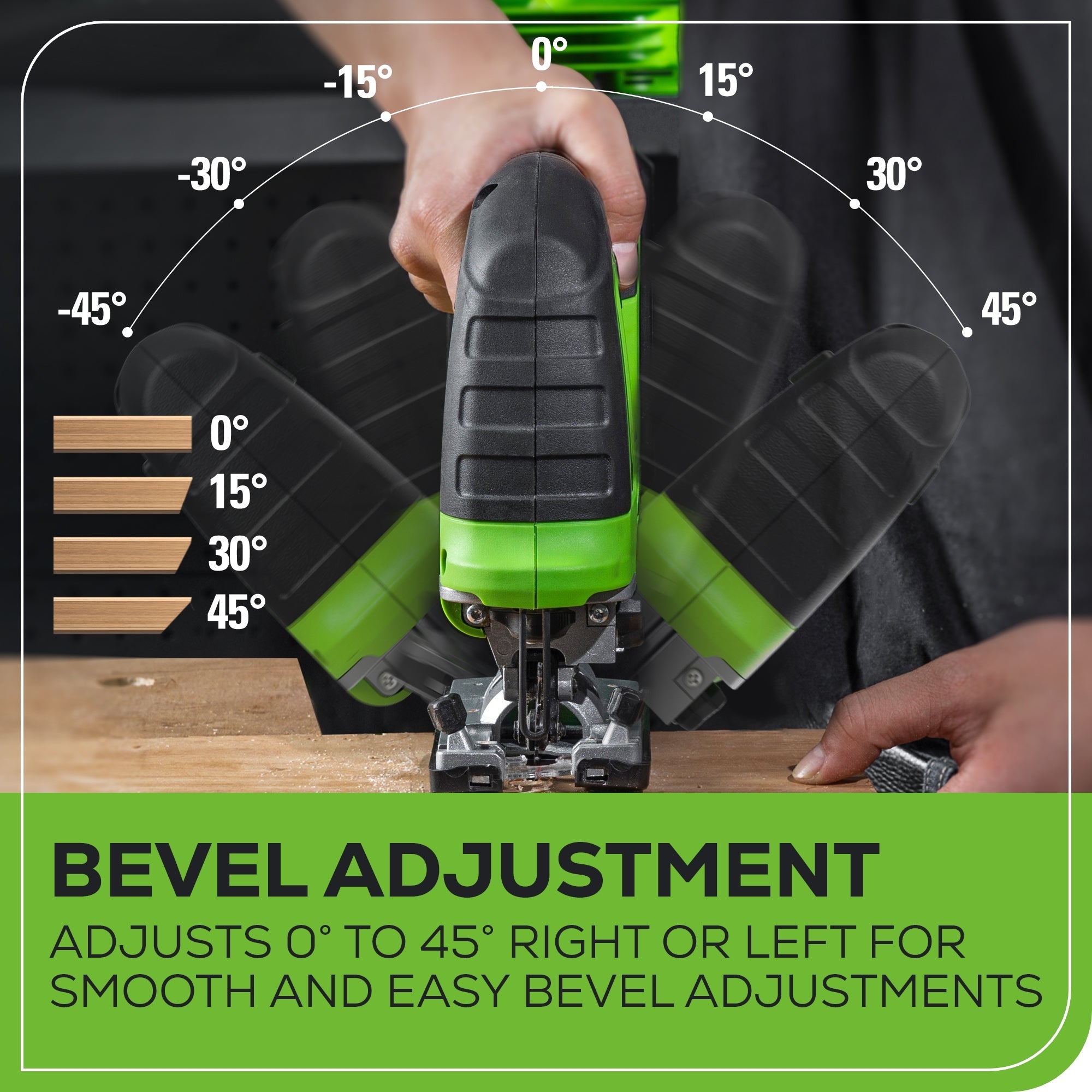 24V Cordless Battery Brushless Jig Saw: 2.0 Ah Battery and Charger