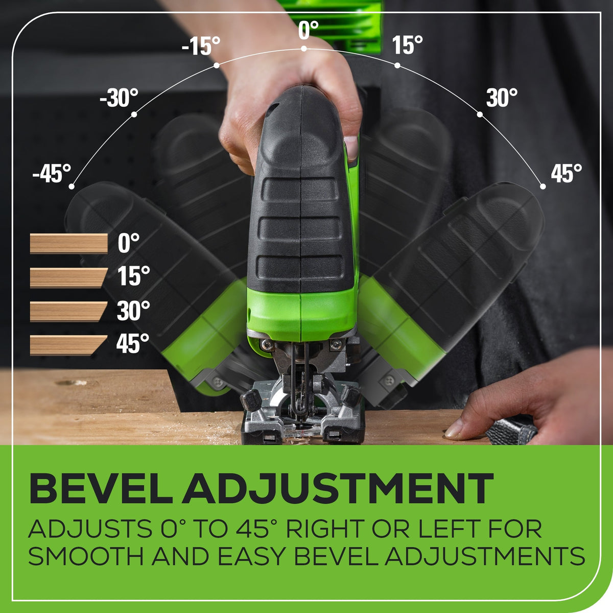 24V Cordless Battery Brushless Jig Saw: 2.0 Ah Battery and Charger