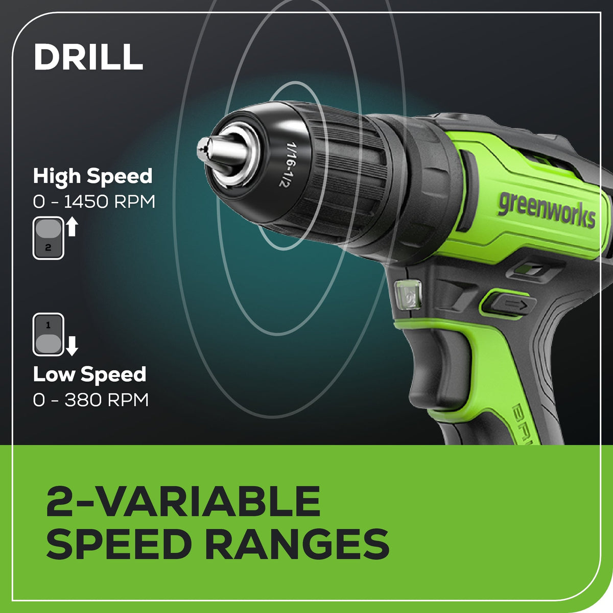 24V Cordless Battery Brushless 1/2" 310 in/lbs Drill / Driver: (1) 2.0 Ah Battery and Charger
