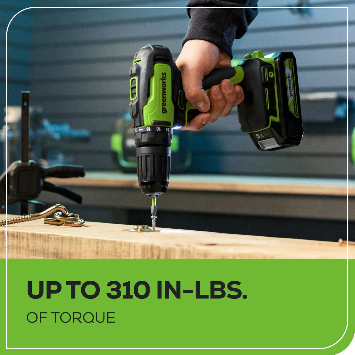 24V Cordless Battery Brushless 1/2" 310 in/lbs Drill / Driver: (1) 2.0 Ah Battery and Charger