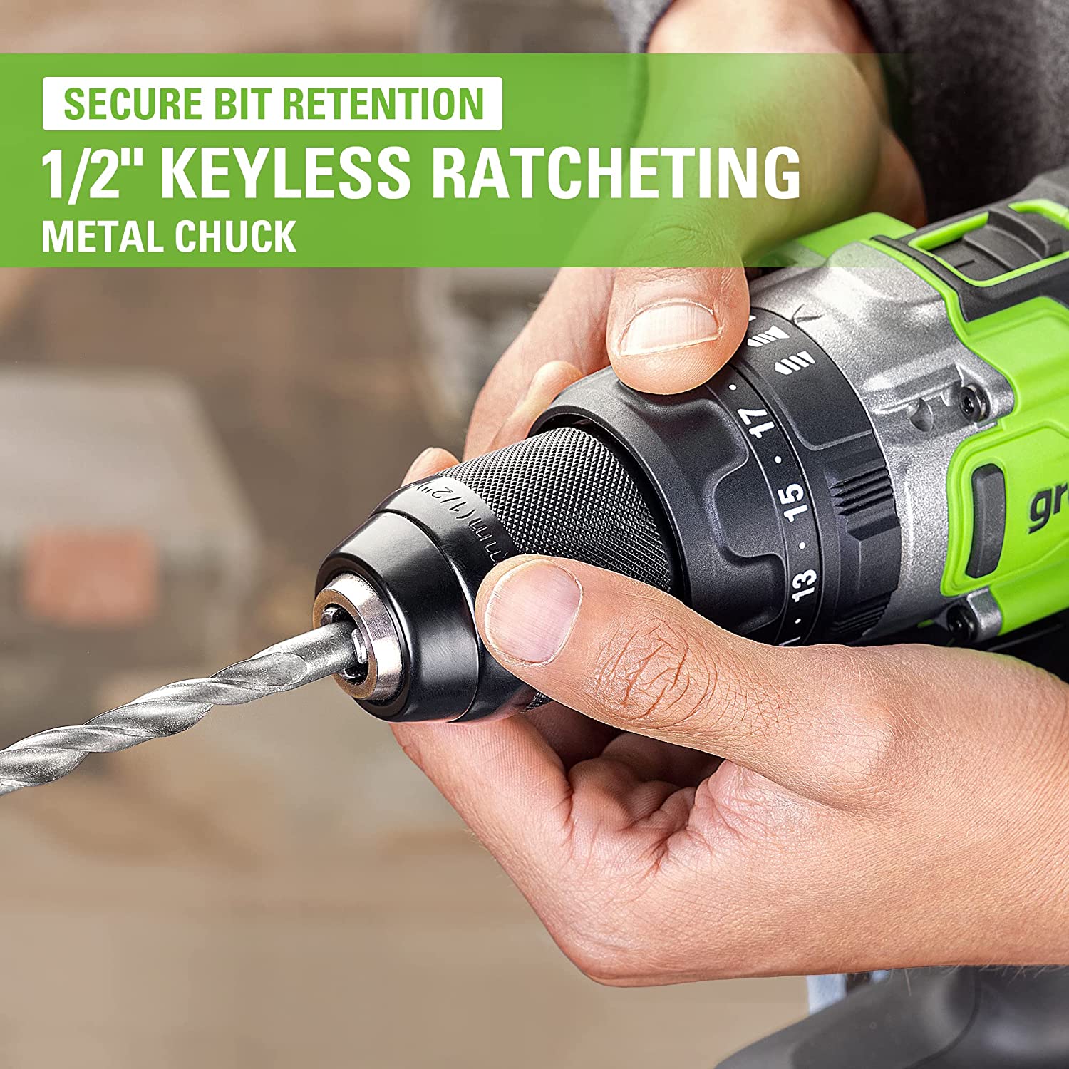 24V 1/2" 1240 in/lbs Hammer Drill: 4.0 Ah Battery and Charger