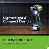 24V 1/2" 530 in/lbs Hammer Drill: 2.0 Ah Battery and Charger