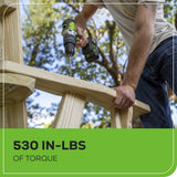 24V 1/2" 530 in/lbs Hammer Drill: 2.0 Ah Battery and Charger
