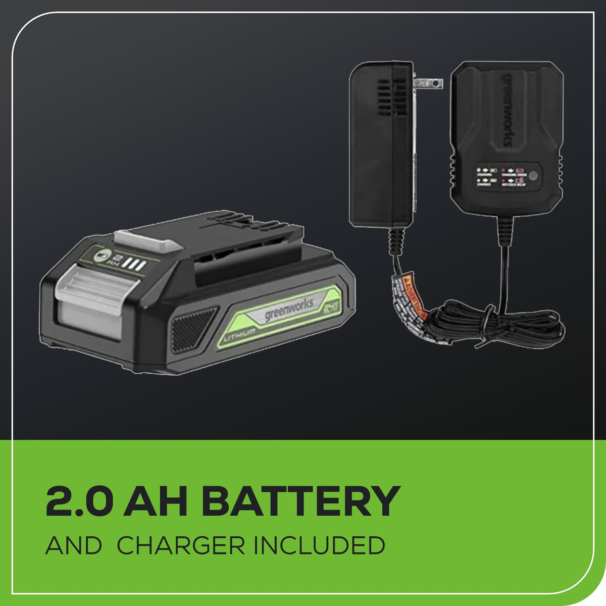 24V 1/2" 530 in/lbs Hammer Drill: 2.0 Ah Battery and Charger