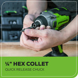 24V 1/4" 2650 in/lbs Brushless Impact Driver Kit: (2) 2.0 Ah USB Batteries, Dual-Port Charger and Bits