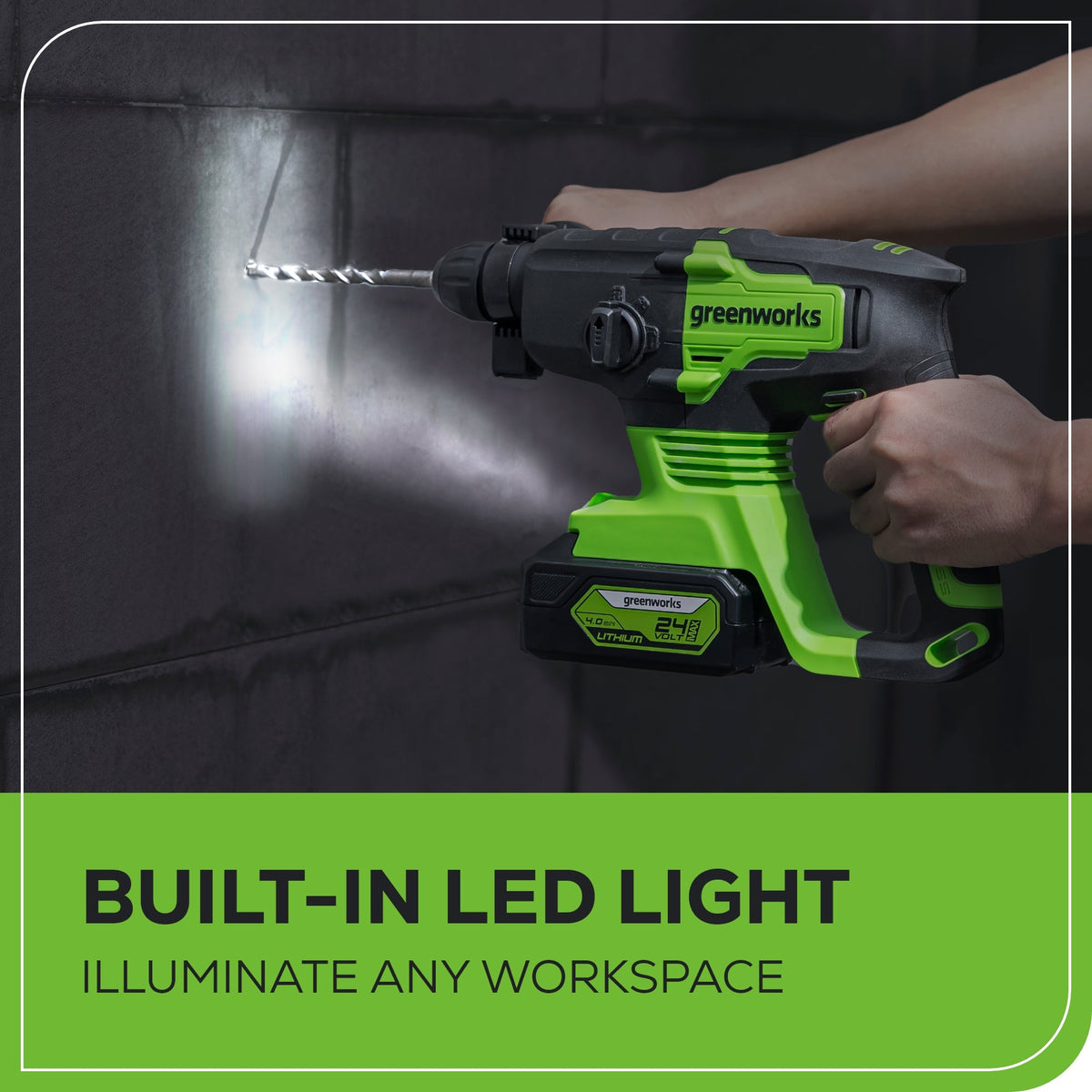 24V SDS-Plus 2J Brushless Rotary Hammer Drill: 4.0 Ah USB Battery and Charger