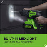 24V SDS-Plus 2J Brushless Rotary Hammer Drill: 4.0 Ah USB Battery and Charger