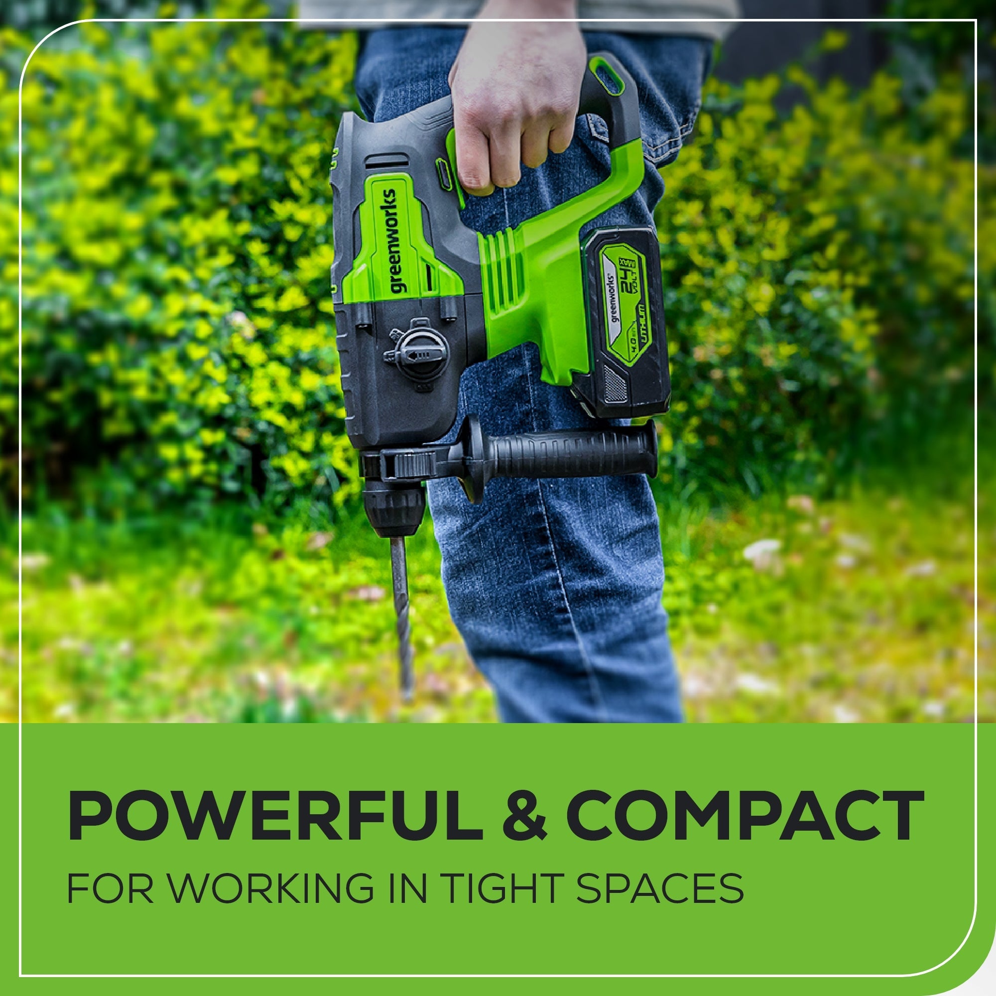 24V SDS-Plus 2J Brushless Rotary Hammer Drill: 4.0 Ah USB Battery and Charger