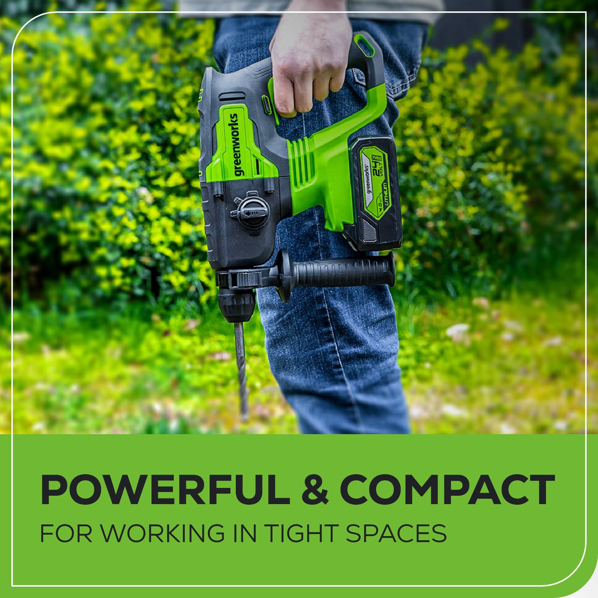 24V SDS-Plus 2J Brushless Rotary Hammer Drill: 4.0 Ah USB Battery and Charger