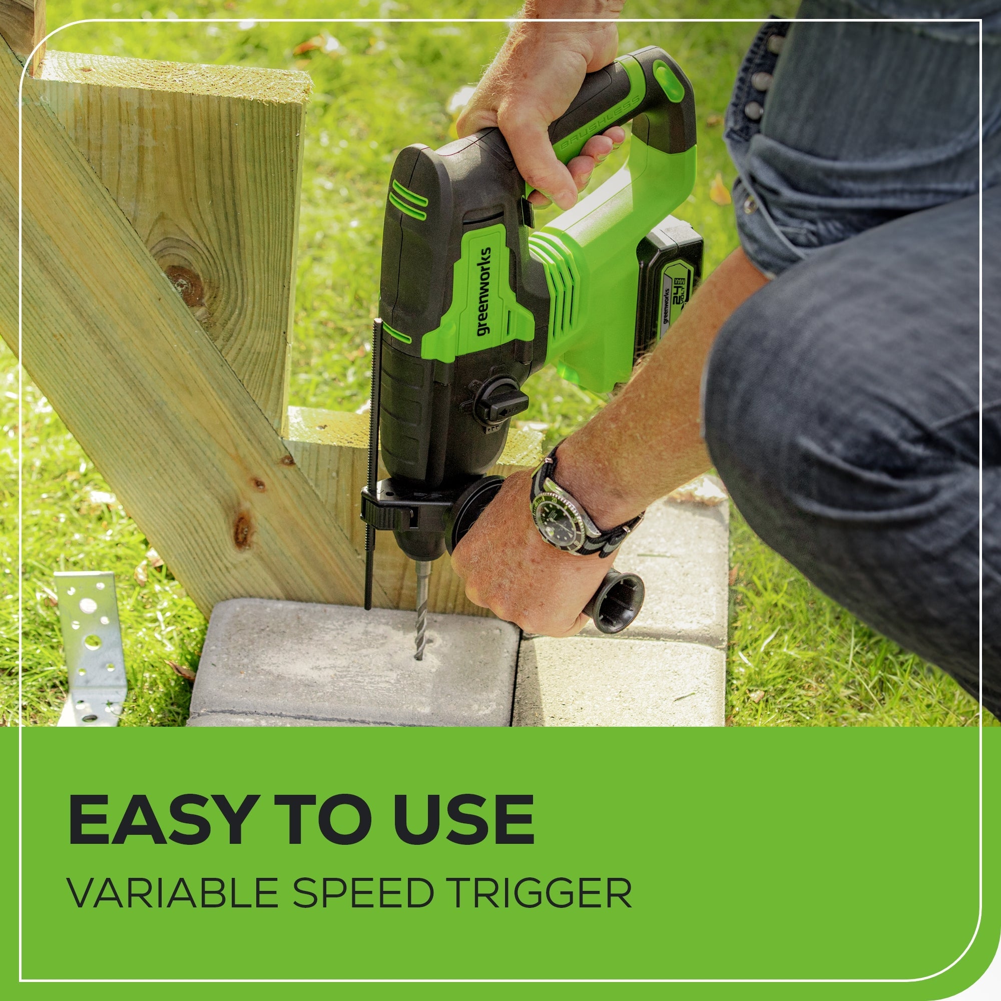 24V SDS-Plus 2J Brushless Rotary Hammer Drill: 4.0 Ah USB Battery and Charger
