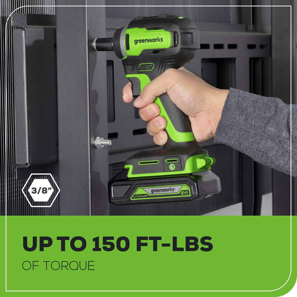 24V 3/8" Cordless Battery Impact Wrench: 2.0 Ah Battery and Charger