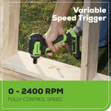 24V 3/8" Cordless Battery Impact Wrench: 2.0 Ah Battery and Charger