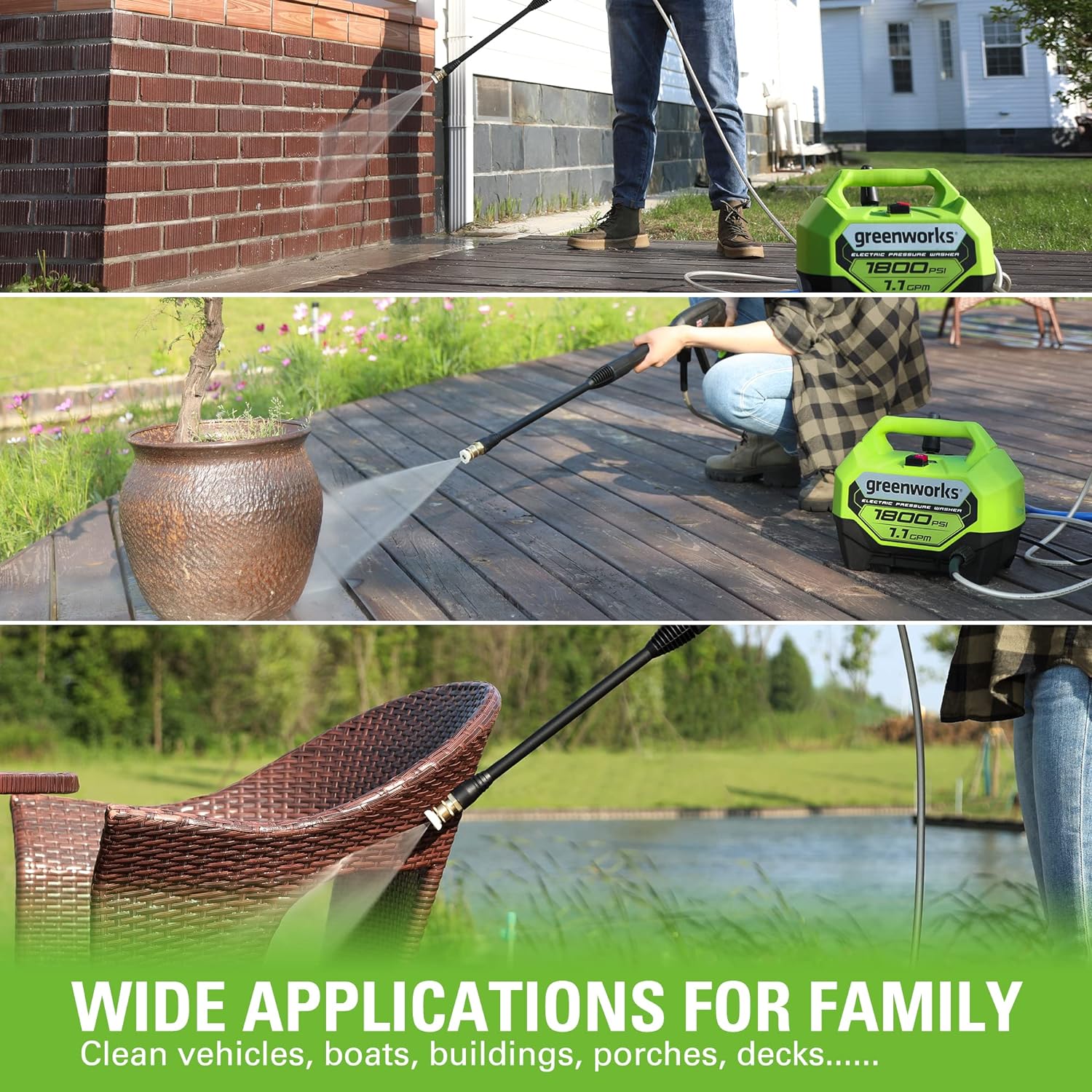 1800 PSI 1.1 GPM Cold Water Electric Pressure Washer