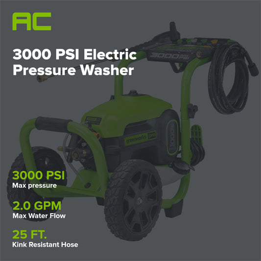 3000 PSI 2.0 GPM Cold Water Electric Pressure Washer
