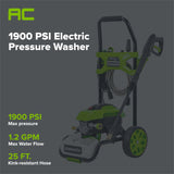 1900 PSI 1.2 GPM Cold Water Electric Pressure Washer