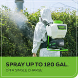 60V Cordless Battery Backpack Sprayer: 2.0 Ah Battery and Charger