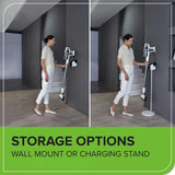 24V Cordless Battery White Stick Vacuum 3-in-1 Bundle: (2) 4.0 Ah USB Batteries and Charging Stand