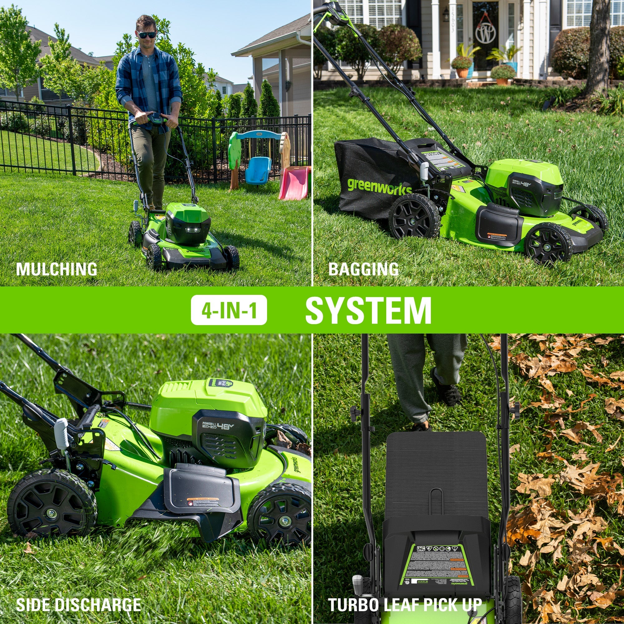 48V (24V x 2) 20" Cordless Battery Push Mower 3PC Combo Kit: (2) 4.0 Ah USB Batteries,(1) 2.0 Ah Battery,(1) Dual-Port Rapid Charger and (1) Charger