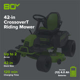 80V 42" Cordless Battery CrossoverT Riding Lawn Mower, Twelve (12) 4.0 Ah Batteries and (3) Dual-Port Turbo Chargers, CRT4281