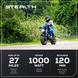 80V STEALTH Series Electric Mini-Bike: (2) 8.0 Ah Batteries and Dual-Port Rapid Charger